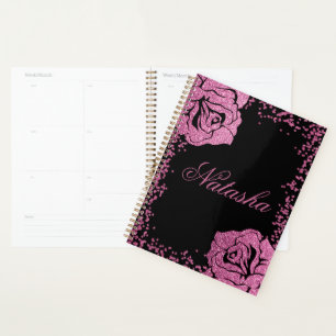 Agenda Rosa Preto-Preto - Cinza Cinza Rosa Cintilante Chi