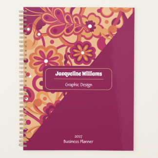 Agenda Rosa Psicodélico Groovy Floral anos 60 70 