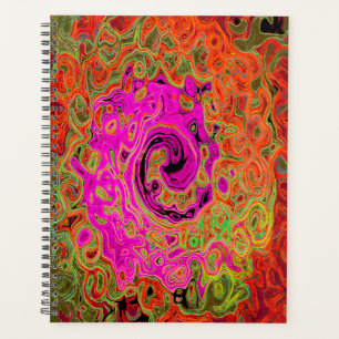 Agenda Rosa Quente Groovy Abstrato Retro Líquido Turbilhã