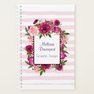 Agenda Rosa Rosa Rosa Rosa Rosa Rosa Rosa e Buquê Floral
