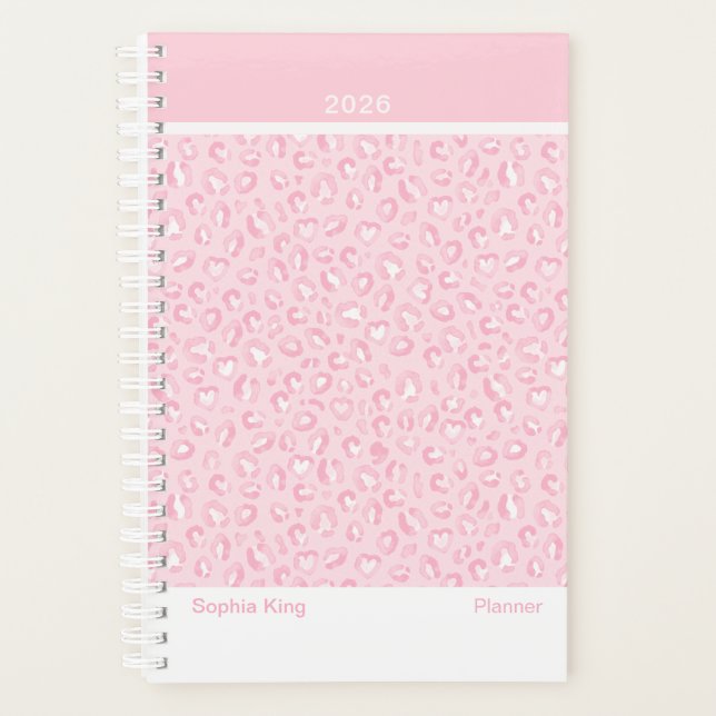 Agenda Rosa Suave Leopardo Moderno (Frente)