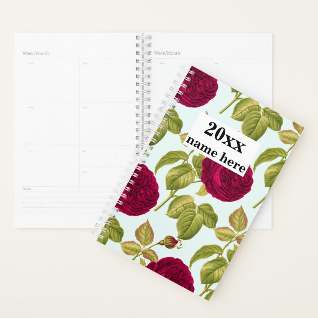 Agenda Rosa vermelha Planner Personalizado (Exibição)