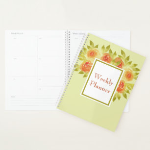 Agenda Rosas Cor de Damasco Aquarela Semanal