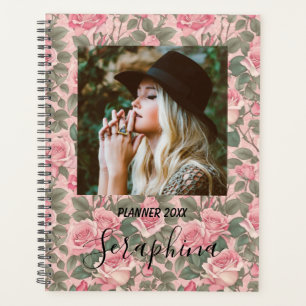Agenda Rosas Cor-de-Rosa Foto Personalizada Elegante