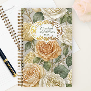 Agenda Rosas de Beige Vintage e quadro de Ornamentado