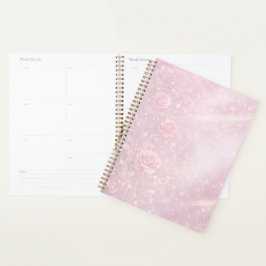 Agenda Rosas em tons de rosa e cinza pérola arte de IA
