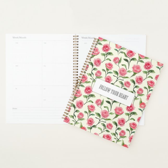Agenda Rosas Florais Rosa Creme Bonito (Exibição)