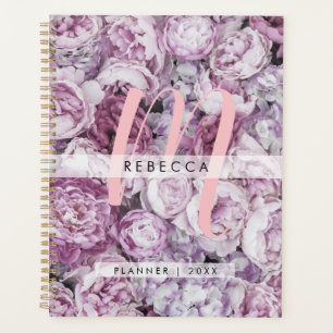 Agenda Rosas Floral Feminino Rosa Script Monograma 2023