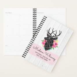 Agenda Rosas Geométricos Modernos Vedante e Shabby Madeir