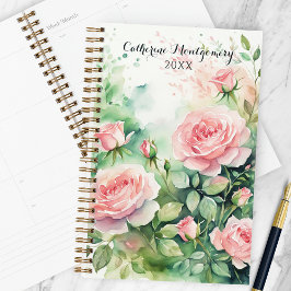 Agenda Rosas Rosa-Carga Elegante e Folhagem Verde