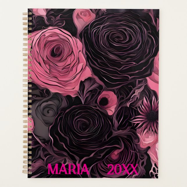 Agenda Rosas rosa e pretas (Frente)