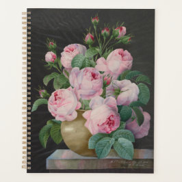 Agenda Rosas rosa em um vaso - Pierre Joseph Redouté