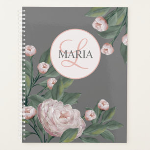 Agenda Rosas rosa pálidas com fundo editável   
