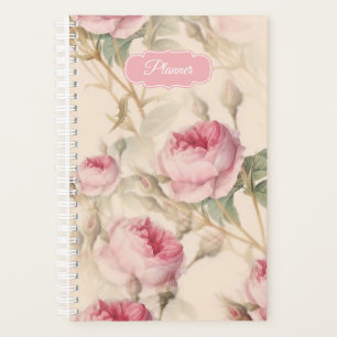 Agenda Rosas Rosa Vintage Planner de Padrão Floral