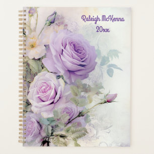 Agenda Rosas Roxos Ilustração de Diário Lixo Clássico