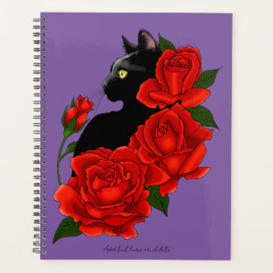 Agenda Rosas vermelhas de Gato Negro Roxo