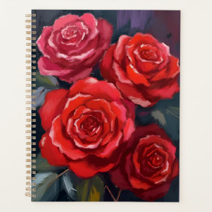 Agenda Rosas Vermelhas Flores Pintadas aquarela
