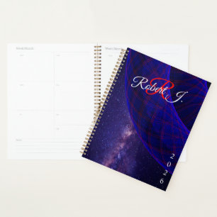 Agenda Roscas Azuis No Espaço Planner Geométrico