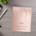 Agenda Rose gold glitter pink monogram 2024<br><div class="desc">A faux rose gold metallic looking background with elegant rose gold and pink faux glitter drips, paint dripping look. Template for a year. Personalize and add a name and a title. The name is written in dark rose gold with a modern hand lettered style script. Perfect for business, school, work,...</div>