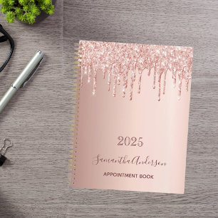 Agenda Rose gold glitter pink monogram 2024