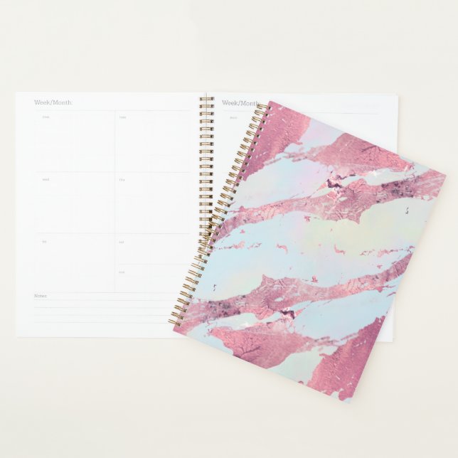 Agenda Rose Gold Marble Pastel Pattern (Exibição)