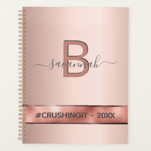 Agenda Rose gold pink monogram motivational 2022