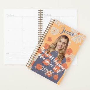 Agenda Rosto Engraçado Bonita Flower Girl Photo Name