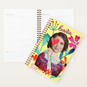 Agenda Rosto Engraçado Flores e Corações Linda Garota
