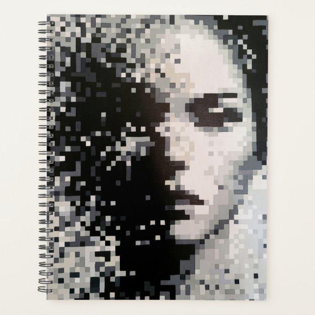 Agenda Rosto pixel preto e branco (Frente)