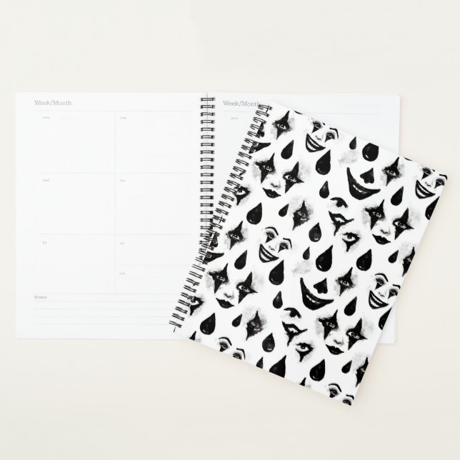 Agenda Rostos de Palhaço de Circo Preto Branco (Exibição)