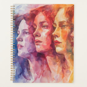 Agenda Rostos femininos - Pintura por aquarela