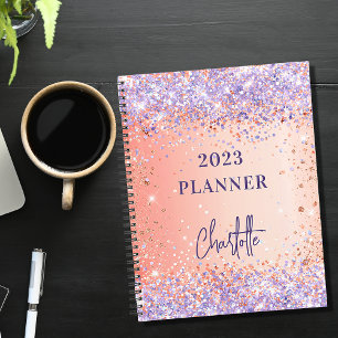 Agenda Roteiro de brilho violeta roxa rosa de laranja 202