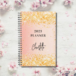 Agenda Roteiro dourado rosa de laranja - glam 2023