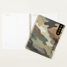Agenda Roteiro Profissional em Padrão de Camuflagem Elega