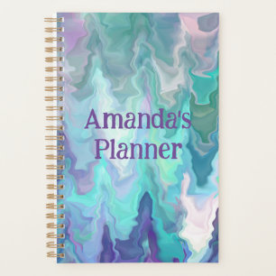 Agenda Rotódia Azul Personalizada Abstrato Art