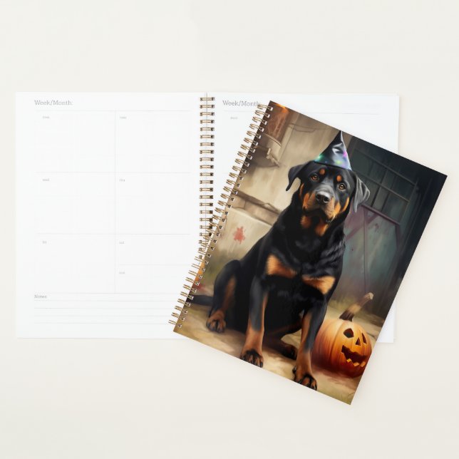 Agenda Rottweiler Pumpkins Halloween Assustado (Exibição)