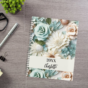 Agenda Rótulo de floração de creme verde Dusty