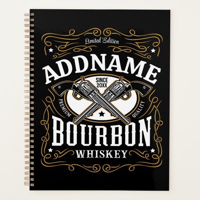 Agenda Rótulo Whiskey do Bourbon Vintage Personalizado (Frente)