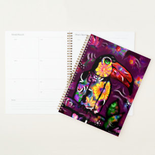 Agenda Roxo Abstrato Floral de Barro