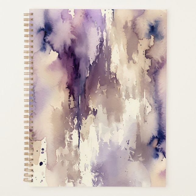 Agenda Roxo e Bege Abstrato Aquarela (Frente)
