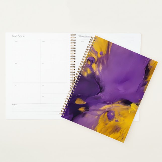 Agenda Roxo e Dourado Abstrato (Exibição)