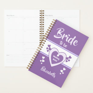 Agenda Roxo e lilás com coração de amor noiva de casam