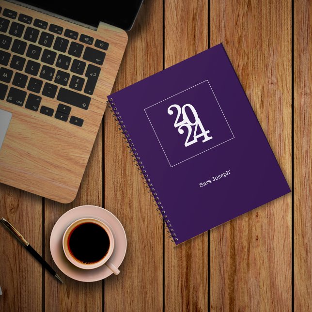 Agenda Roxo Real Moderno Elegante 2024 Simples (Criador carregado)