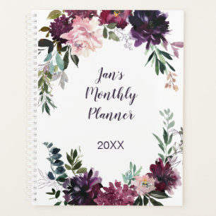 Agenda Roxo Rosa Malva Lavanda Floral Aquarela