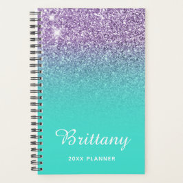 Agenda Roxo Turquesa Brilho Ombre Personalizado
