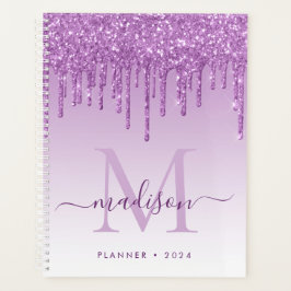 Agenda Roxo Violeta Roxo Glitter Monograma Girly 2021