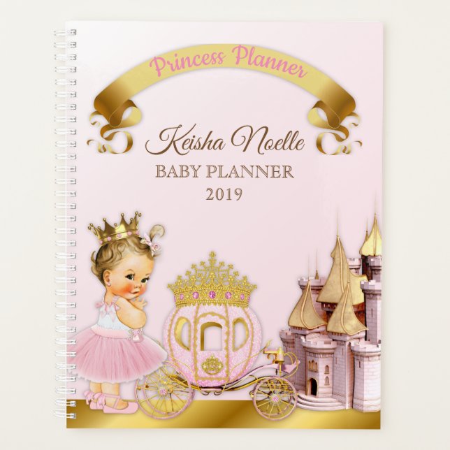 Agenda Royal Princess Castle Girl, rosa Dourada (Frente)