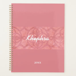 Agenda Ruddy Pink Batik e Blue Watercolor Nome e Ano