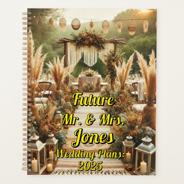 Agenda Rustic Boho Wedding - Sr. e Sra. Personalizável (Frente)