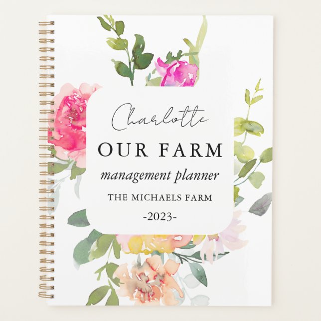 Agenda Rustic Floral Fazenda Management White (Frente)
